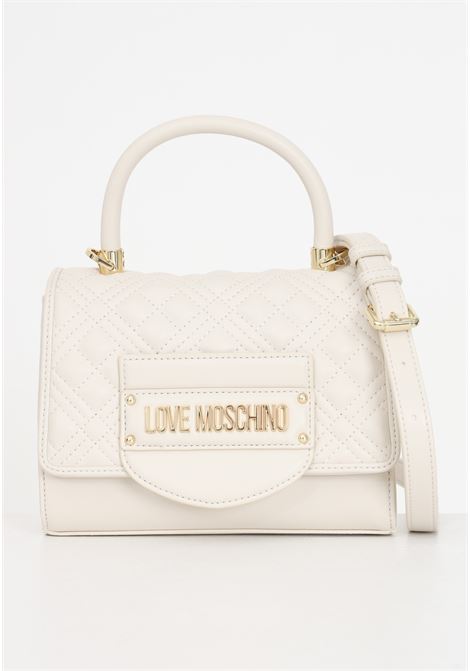QUILTED beige women's bag by hand with golden metal lettering LOVE MOSCHINO | JC4055PP1ILA0110